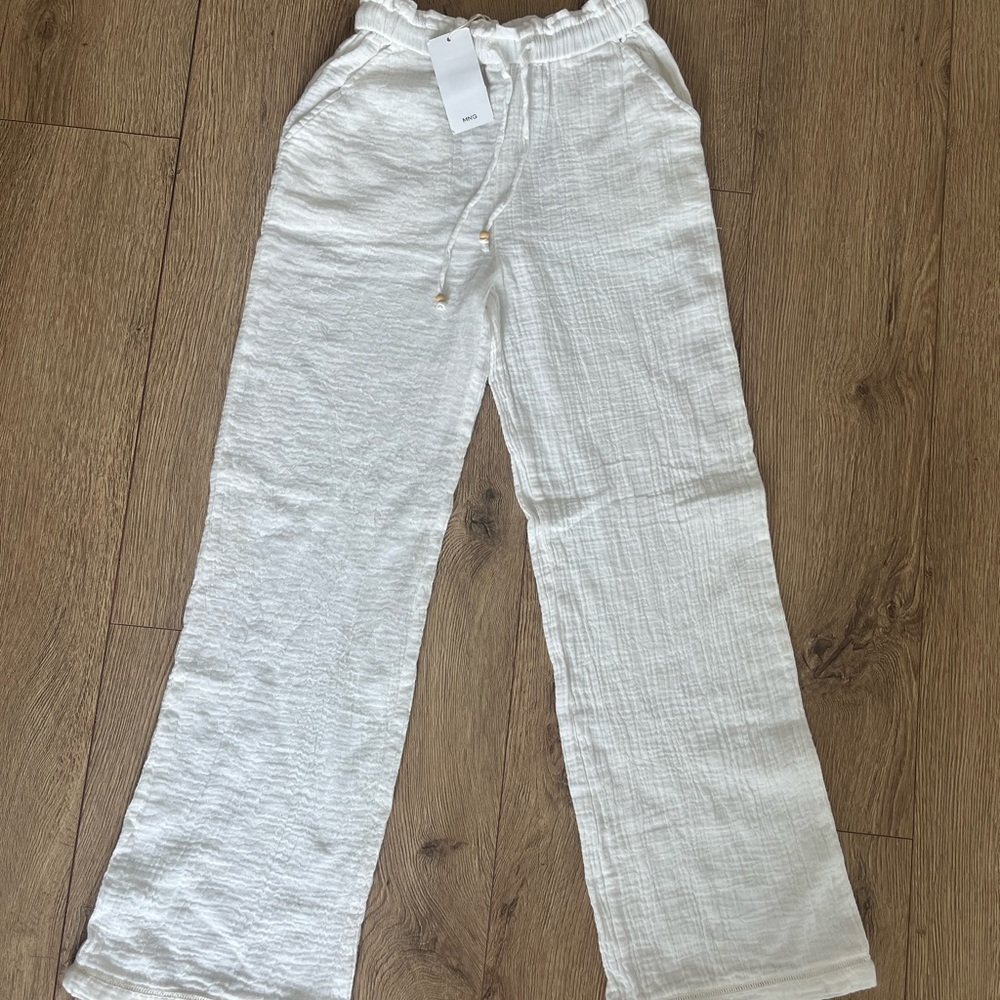 Mango Cream Drawstring Pants
